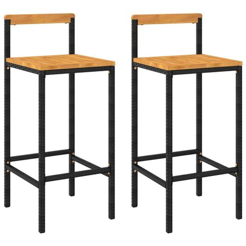 Vidaxl Tabourets De Bar 2 Pcs Noir Résine Tressée Et Bois D'acacia