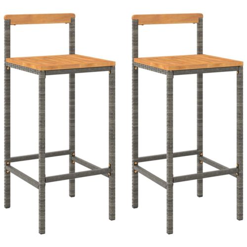 Vidaxl Tabourets De Bar 2 Pcs Gris Résine Tressée Et Bois D'acacia