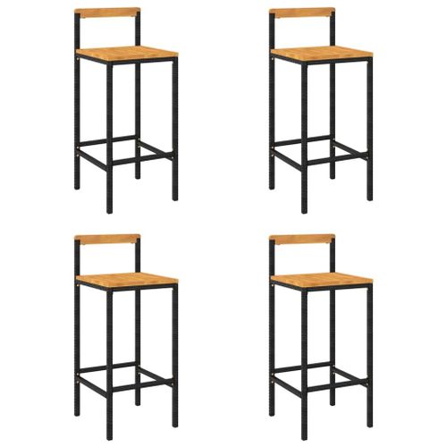 Vidaxl Tabourets De Bar 4 Pcs Noir Résine Tressée Et Bois D'acacia