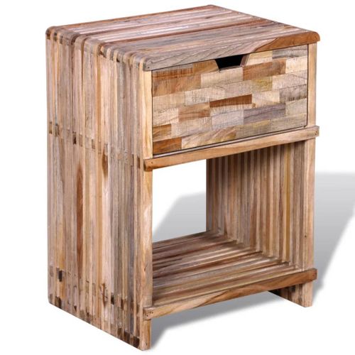 Vidaxl Table De Chevet Avec Tiroir Bois De Teck Recyclé