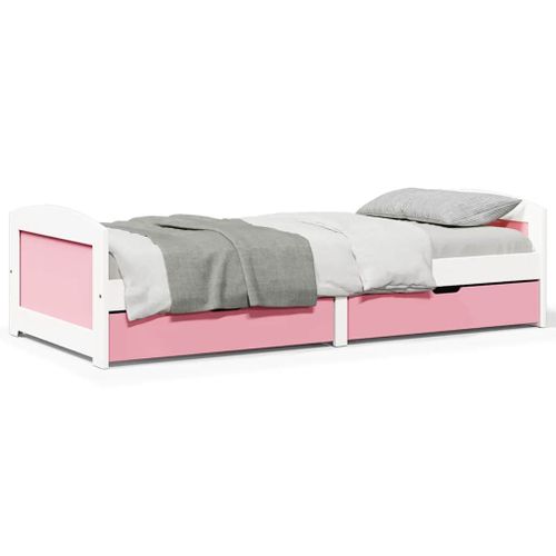 Vidaxl Lit De Jour Et 2 Tiroirs Sans Matelas Irun Blanc Rose 90x200 Cm