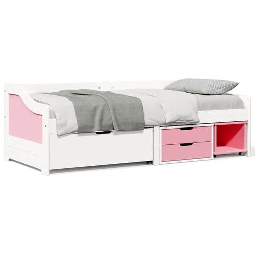Vidaxl Lit De Jour Et 3 Tiroirs Sans Matelas Irun Blanc Rose 90x200 Cm