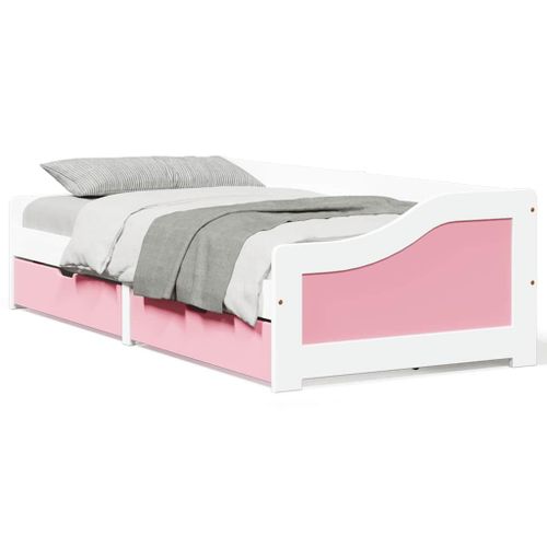 Vidaxl Lit De Jour Et 2 Tiroirs Sans Matelas Irun Blanc Rose 90x200 Cm