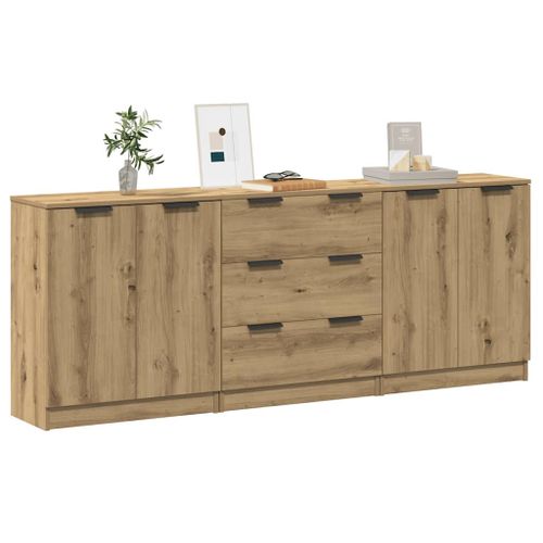 Vidaxl Buffets 3 Pcs Chêne Artisanal 60x30x70 Cm Bois D'ingénierie