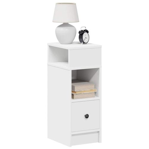 Vidaxl Table De Chevet Avec Tiroir Blanc 25x31x66 Cm