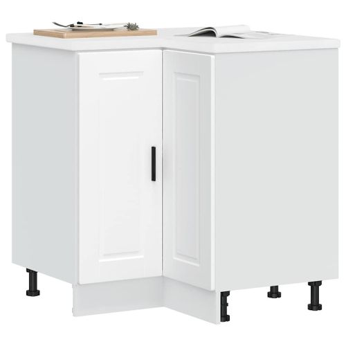 Vidaxl Armoire D'angle De Cuisine Porto Blanc Bois D'ingénierie