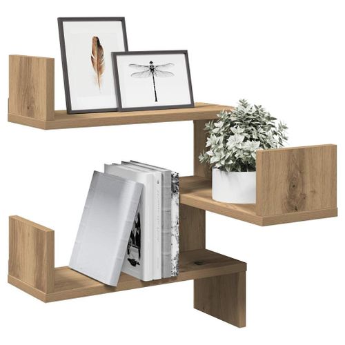 Vidaxl Étagère D'angle Murale Chêne Artisanal 40x40x49,5 Cm