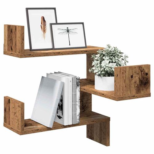 Vidaxl Étagère D'angle Murale Vieux Bois 40x40x49,5 Cm Bois Ingénierie