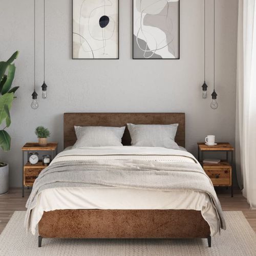 Vidaxl Tables De Chevet 2 Pcs Vieux Bois 34x36x50 Cm Bois D'ingénierie