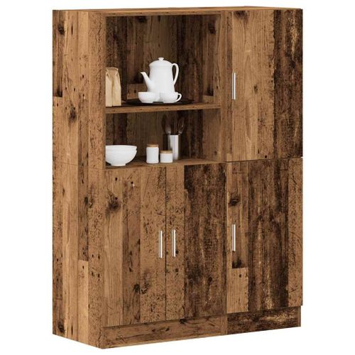 Vidaxl Ensemble D'armoires De Cuisine 2 Pcs Vieux Bois