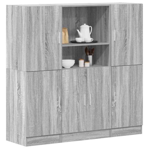 Vidaxl Ensemble D'armoires De Cuisine 3 Pcs Sonoma Gris