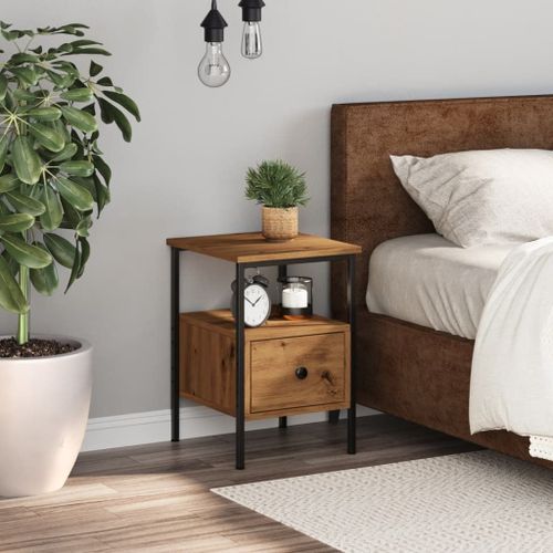 Vidaxl Table De Chevet Chêne Artisanal 34x36x50 Cm Bois D'ingénierie
