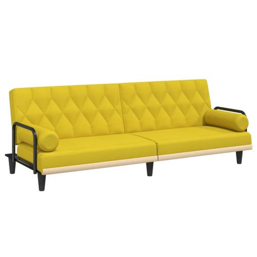 Vidaxl Canapé-Lit Avec Accoudoirs Jaune Clair Tissu