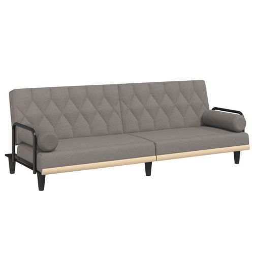Vidaxl Canapé-Lit Avec Accoudoirs Taupe Tissu
