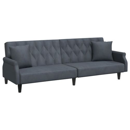 Vidaxl Canapé-Lit Avec Accoudoirs Gris Foncé Velours