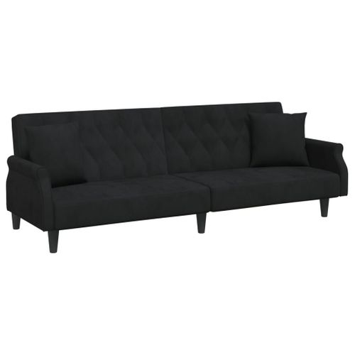 Vidaxl Canapé-Lit Avec Accoudoirs Noir Velours