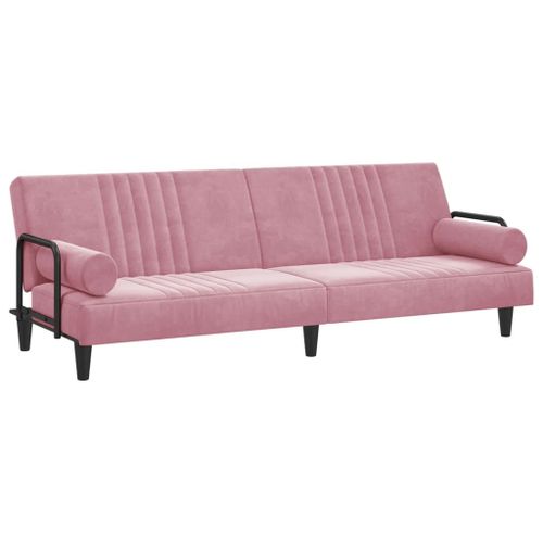 Vidaxl Canapé-Lit Avec Accoudoirs Rose Velours