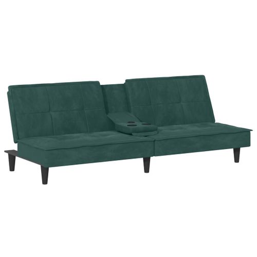 Vidaxl Canapé-Lit Avec Porte-Gobelets Vert Foncé Velours