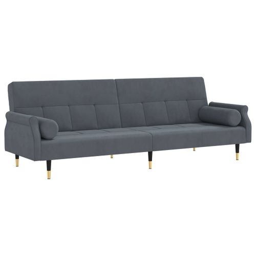 Vidaxl Canapé-Lit Avec Coussins Gris Foncé Velours