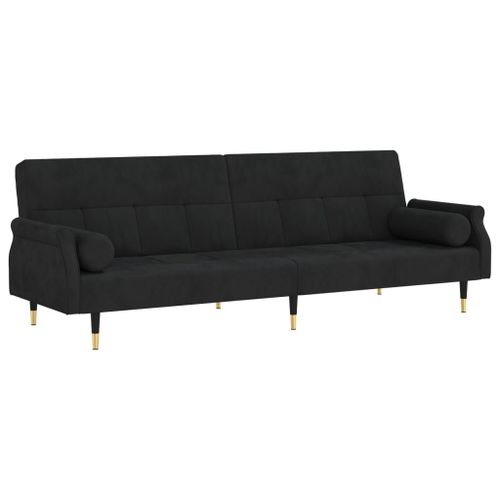 Vidaxl Canapé-Lit Avec Coussins Noir Velours