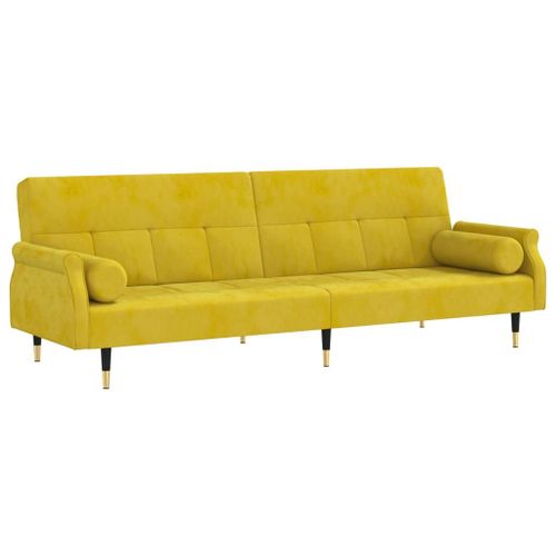Vidaxl Canapé-Lit Avec Coussins Jaune Velours