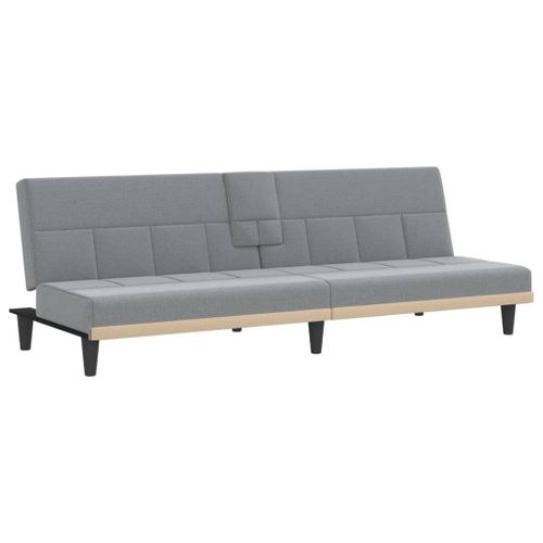 Vidaxl Canapé-Lit Avec Porte-Gobelets Gris Clair Tissu