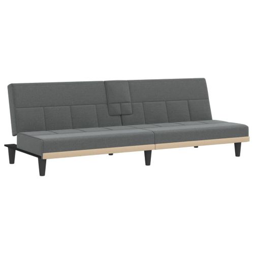 Vidaxl Canapé-Lit Avec Porte-Gobelets Gris Foncé Tissu