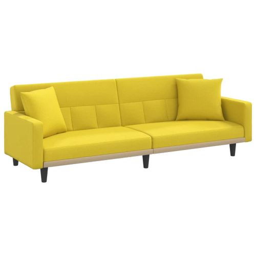 Vidaxl Canapé-Lit Avec Coussins Jaune Clair Tissu
