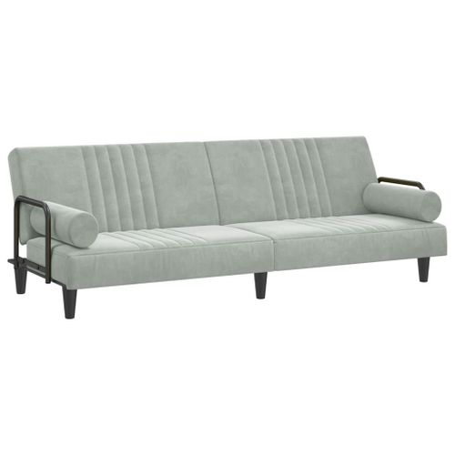 Vidaxl Canapé-Lit Avec Accoudoirs Gris Clair Velours
