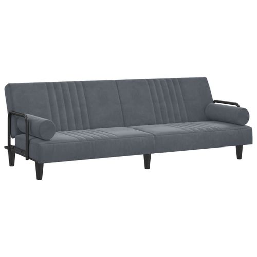 Vidaxl Canapé-Lit Avec Accoudoirs Gris Foncé Velours
