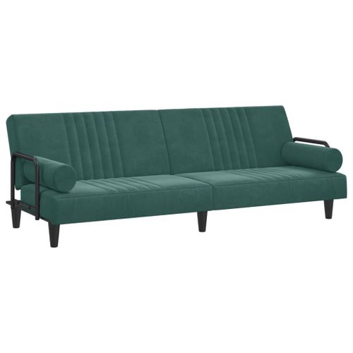 Vidaxl Canapé-Lit Avec Accoudoirs Vert Foncé Velours