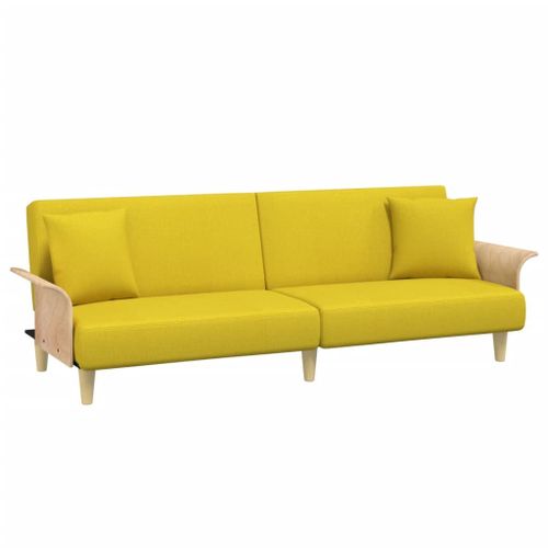 Vidaxl Canapé-Lit Avec Accoudoirs Jaune Clair Tissu