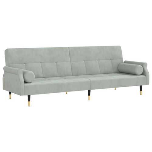 Vidaxl Canapé-Lit Avec Coussins Gris Clair Velours