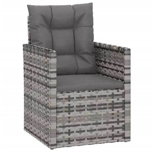 Vidaxl Fauteuil De Jardin Avec Coussins Gris Résine Tressée
