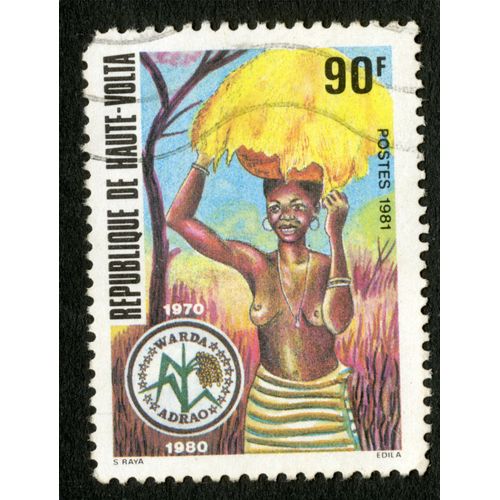 Timbre Oblitéré République De Haute-Volta, Warda Adrao 1970-1980, Postes 1981, 90 F
