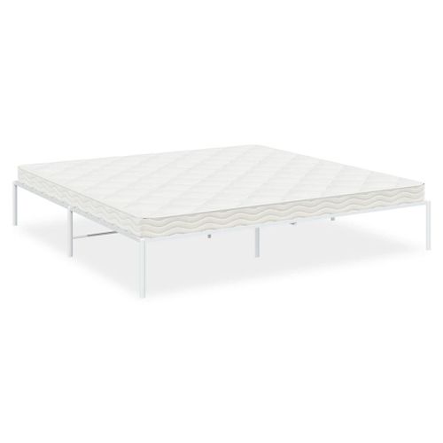 Cadre De Lit Métal Blanc 200x200 Cm