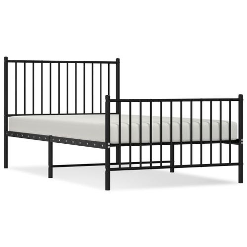 Vidaxl Cadre De Lit Métal Avec Tête De Lit/Pied De Lit Noir 100x190 Cm