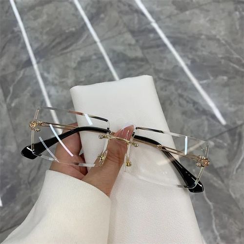 Lunettes De Soleil Rectangulaires Sans Monture Pour Femmes",Lunettes De Soleil De Voyage,Sans Monture,Nickel É Uv400,Mode Vintage,Été,"2022 - Type Trans