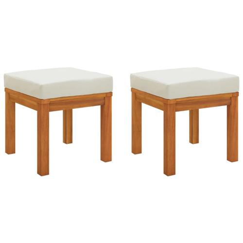 Vidaxl Tabourets De Jardin Et Coussins 2 Pcs 40x40x42 Cm Acacia Solide