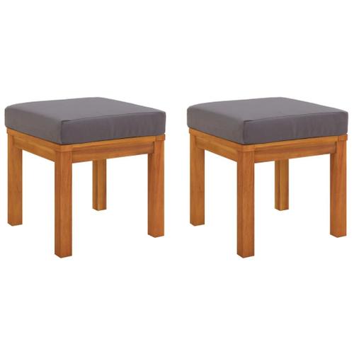 Vidaxl Tabourets De Jardin Et Coussins 2 Pcs 40x40x42 Cm Acacia Solide