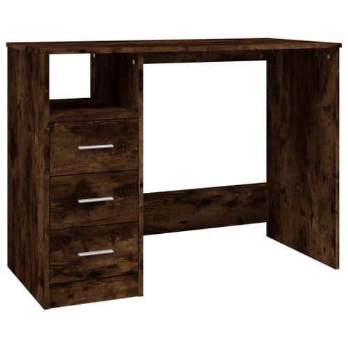 Vidaxl Bureau Avec Tiroirs Chêne Fumé 102x50x76 Cm Bois D'ingénierie