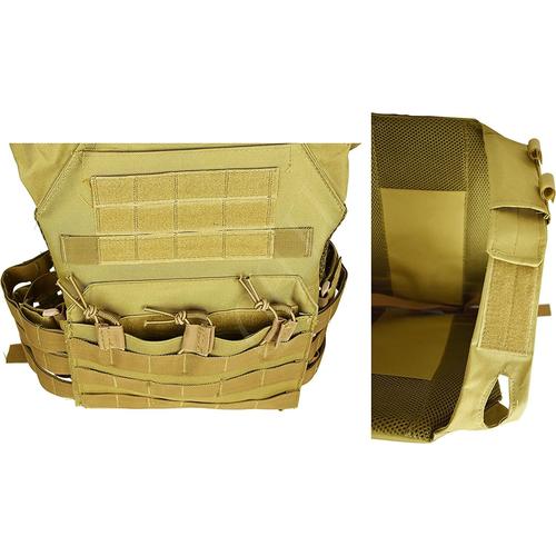 QHIU Plaque Gilet Tactique Camouflage Militaire Gilet Assaut Combat  Protection Molle Veste pour Airsoft Paintball CS Sports de Plein air