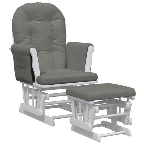 Vidaxl Chaise Berçante Avec Repose-Pied Gris Foncé Tissu