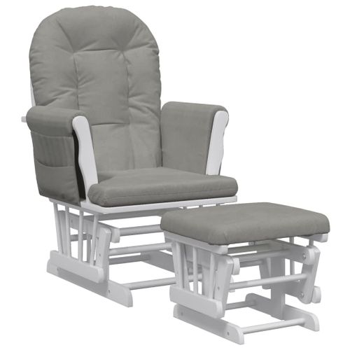 Vidaxl Chaise Berçante Avec Repose-Pied Gris Clair Tissu