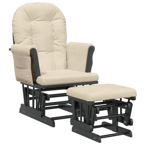 Vidaxl Chaise Berçante Avec Repose-Pied Blanc Crème Tissu