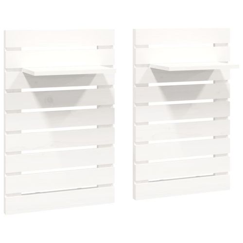 Vidaxl Étagères De Chevet Murales 2 Pcs Blanc Bois De Pin Massif
