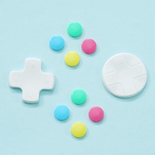 White Colorful - Bouton De Manette Abxy Pour Nintendo Switch Oled Joy-Con Skin Case, Dsub Move Cross Direction, Thumb Stick Grip Cap Cover, Key Sticker