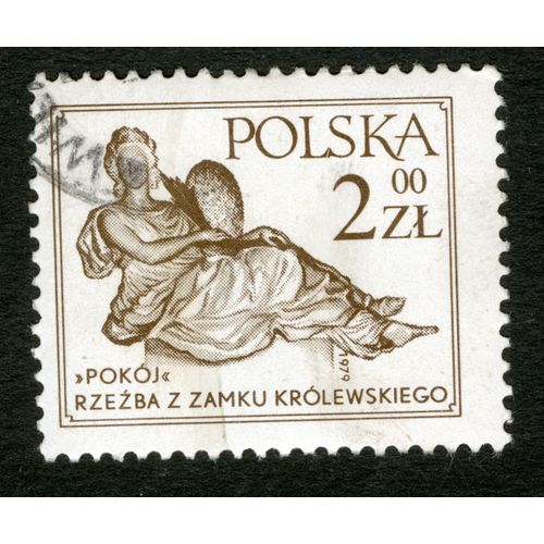Timbre Oblitéré Polska, Pokoj, Rzezba Z Zamku Krolewskiego, 1979, 2.00 Zl