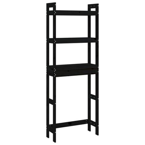 Vidaxl Étagère De Toilette Noir 63x26x171 Cm Bois De Pin Massif