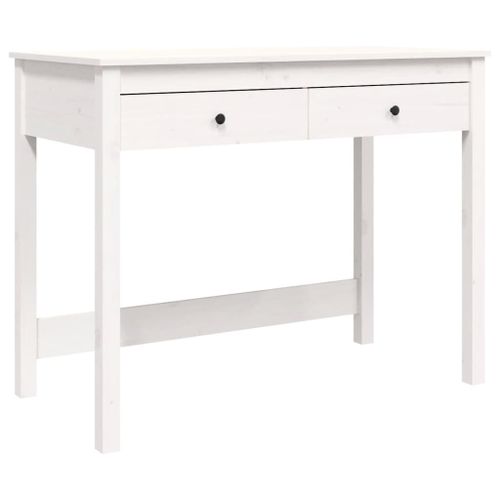 Vidaxl Bureau Avec Tiroirs Blanc 100x50x78 Cm Bois Massif De Pin